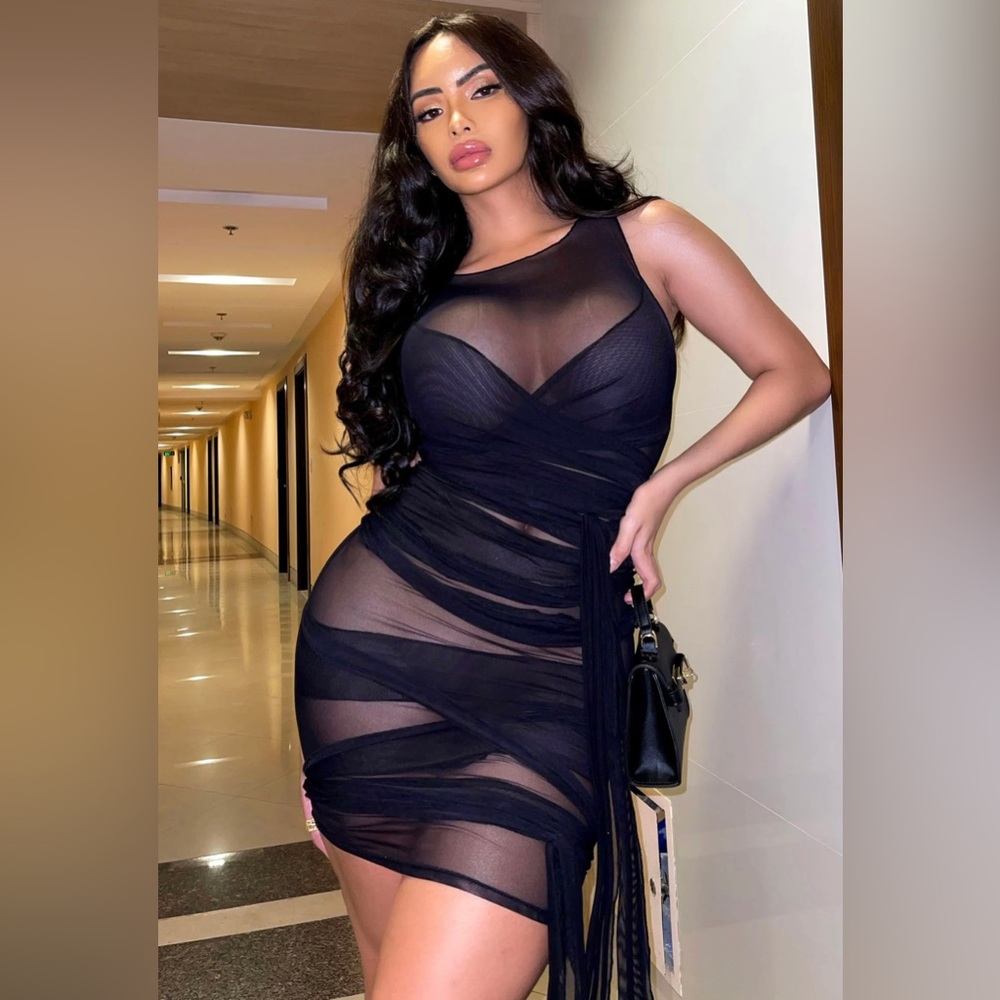 mesh mini dress